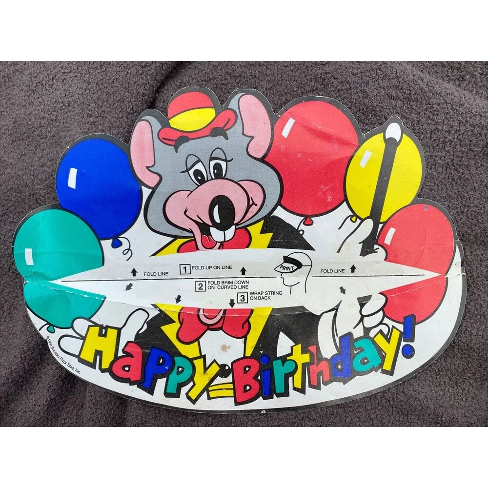 Vintage Chuck E. Cheese Happy Birthday Visor 90s